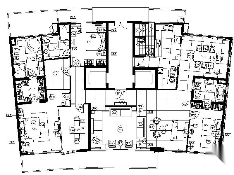 [上海]某中央公寓四居室样板房家装施工图