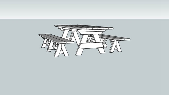 休闲桌椅组合 草图大师模型