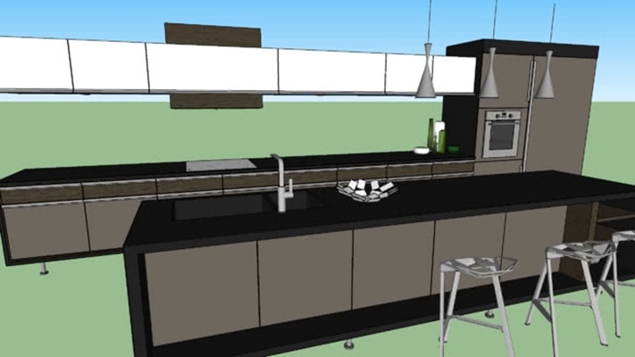 别墅开放厨房 草图大师模型