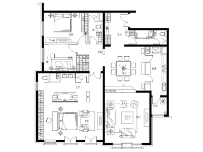 [北京]高文安_荣尊堡公寓A1型样板间施工图