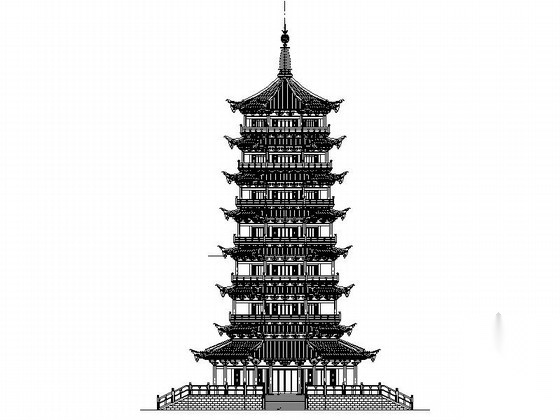 广西 七层八角重檐仿古佛塔建筑施工图 古建