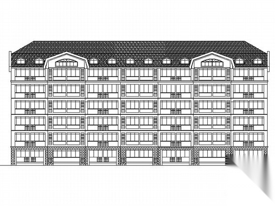 [扬州]某大学六层宿舍楼建筑方案图