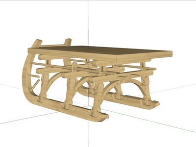 现代实木雪橇摆件