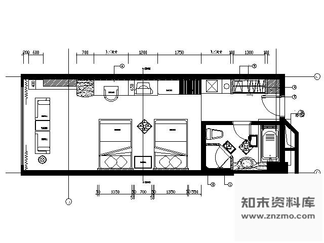 施工图国际酒店客房施工图特殊间