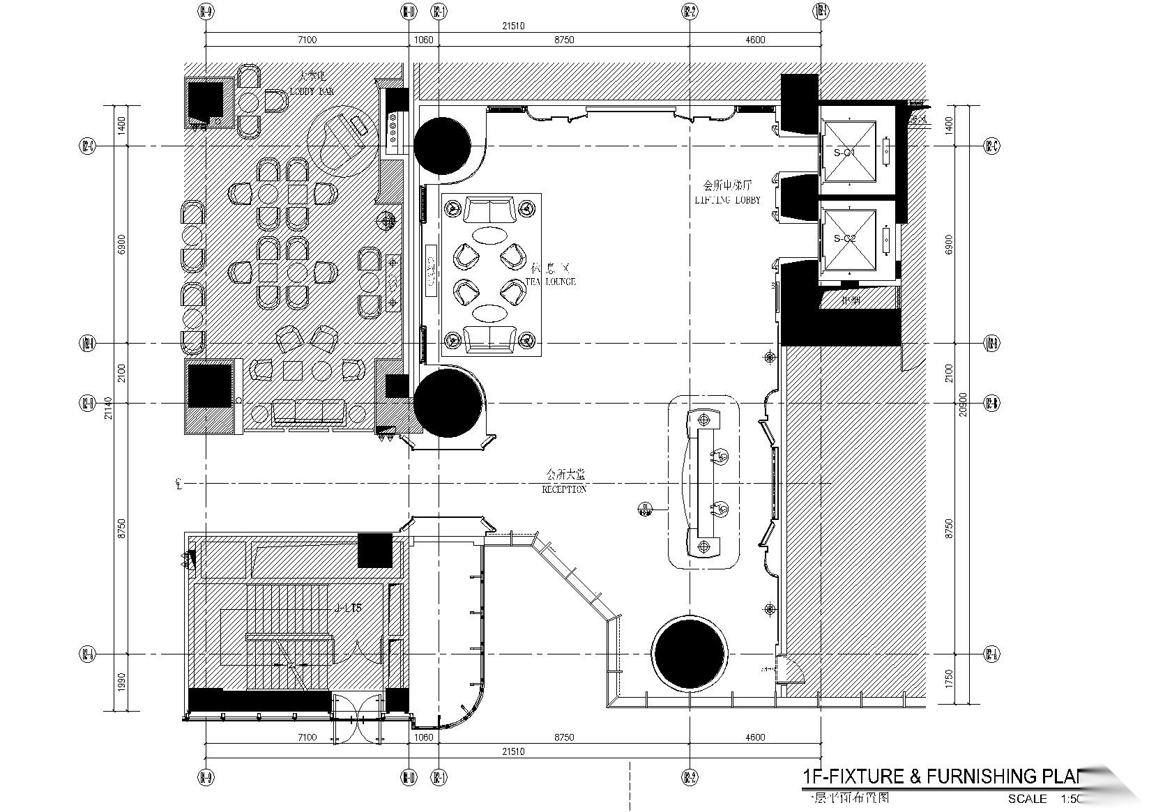 [云南]昆明万达文华酒店会所施工图_效果图