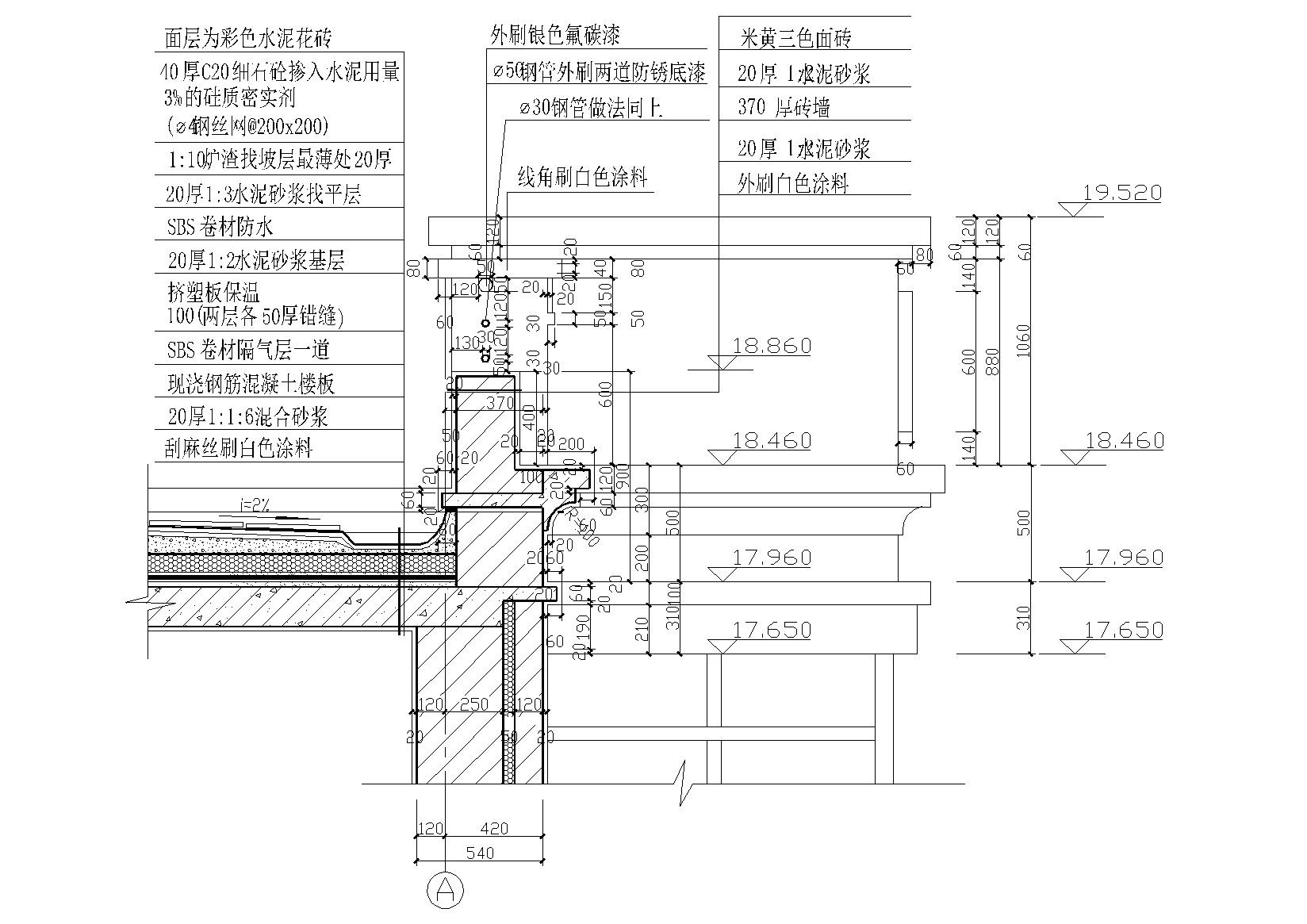 墙体收口节点（女儿墙收口 山墙节点等） 建筑通用节点 建筑工程节点