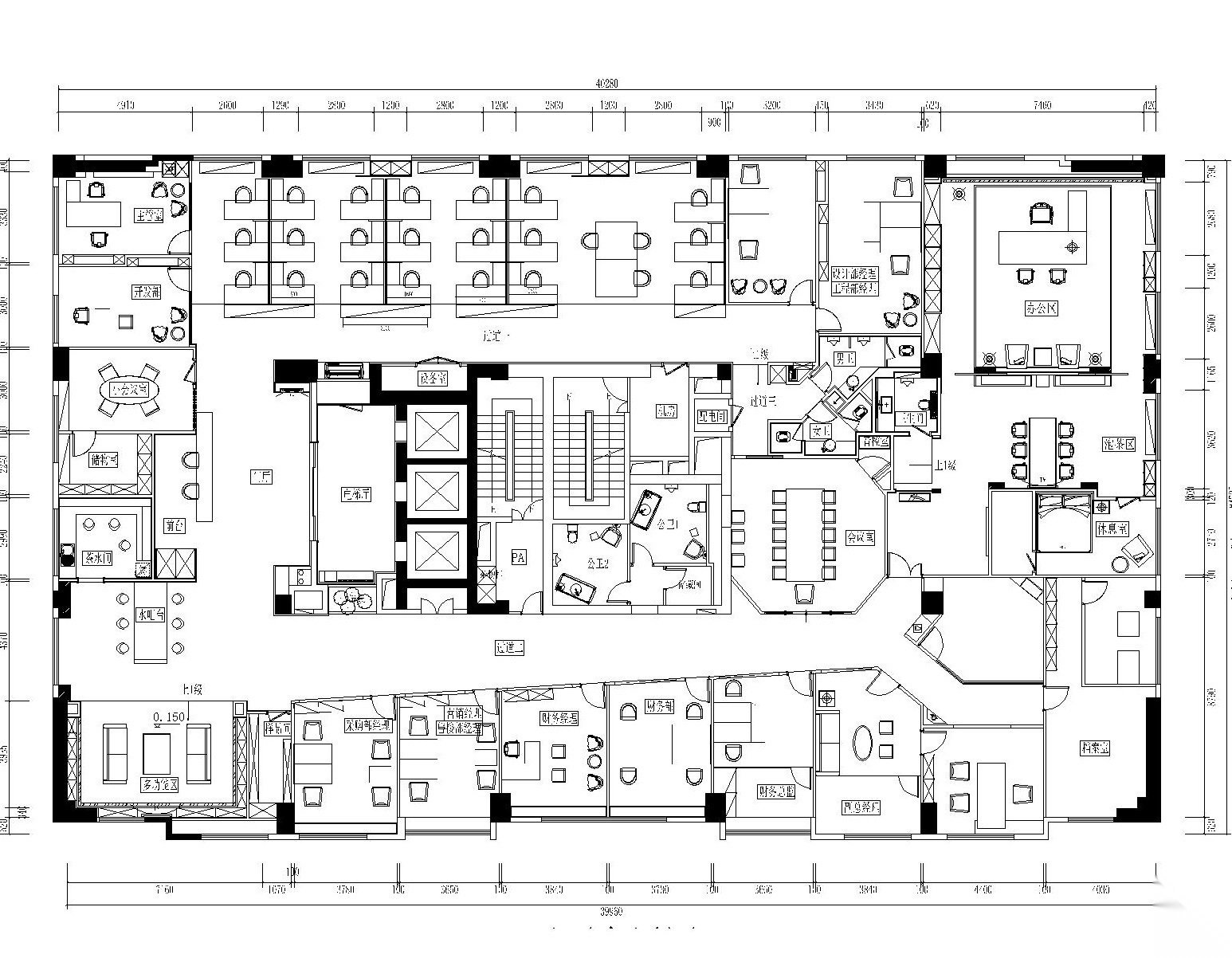 现代混搭风格凯隆地产办公室装修设计施工图+效果图