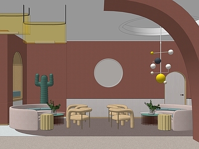 现代公司休息区 洽谈区 组合