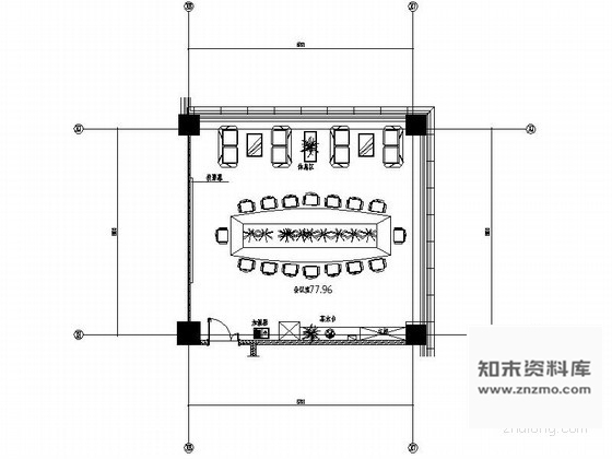施工图69㎡办公空间小会议室装修图