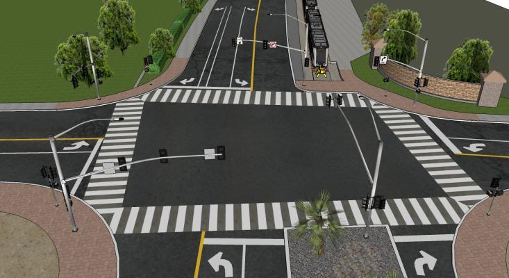 现代风格道路   十字路口