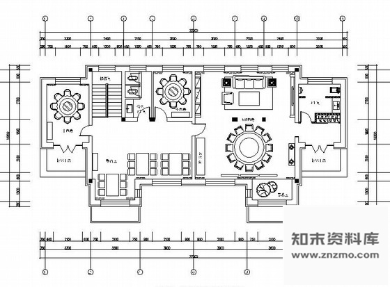 施工图黑龙江高档欧式会所内餐厅空间布局与装饰设计施工图