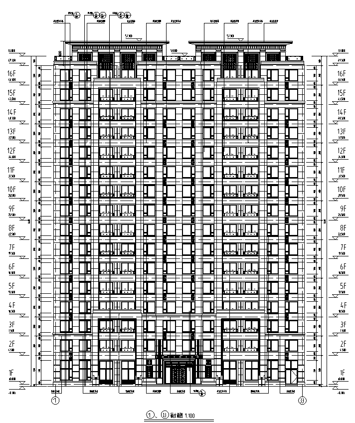 [上海]高层塔式住宅建筑施工图(含SU及结构专业内审资...