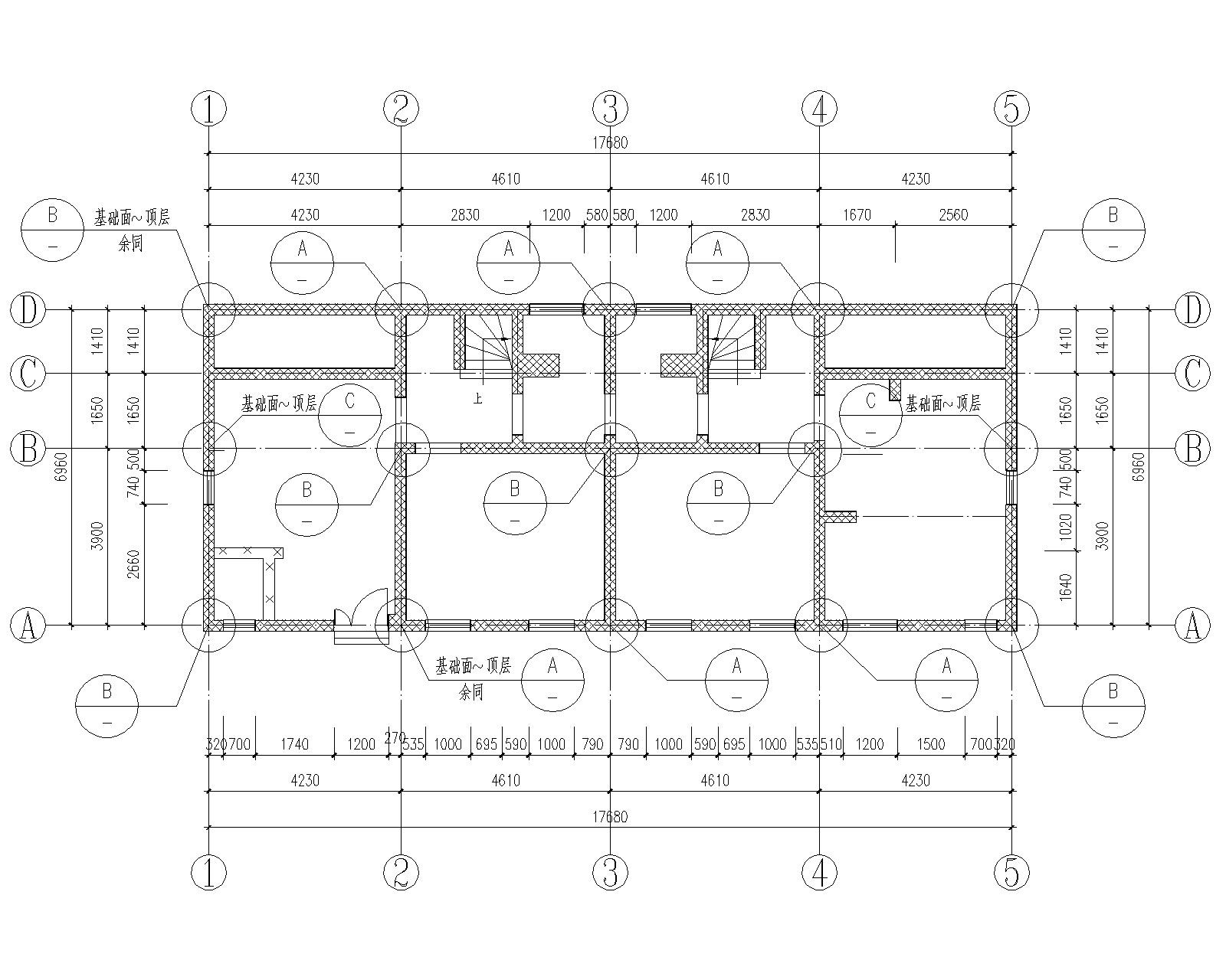 某三层别墅结构加固修缮施工图（CAD） 抗震加固结构