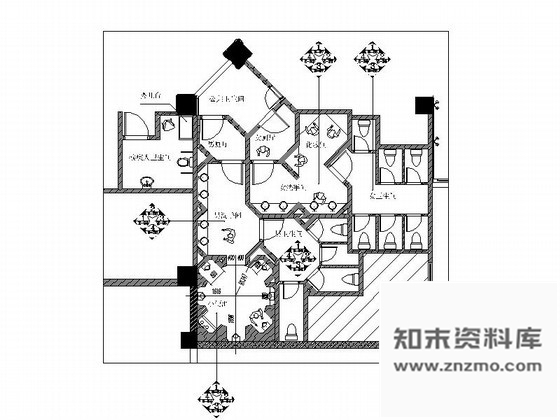 施工图雅致酒吧公共卫生间室内装修图