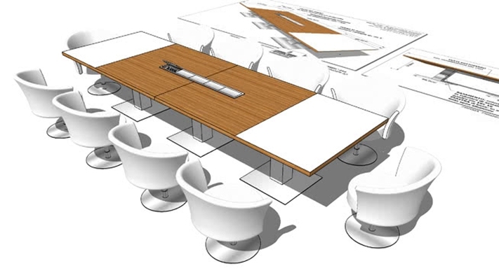 办公桌椅组合 草图大师模型