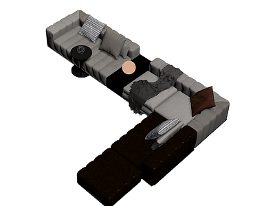 现代L型沙发组合