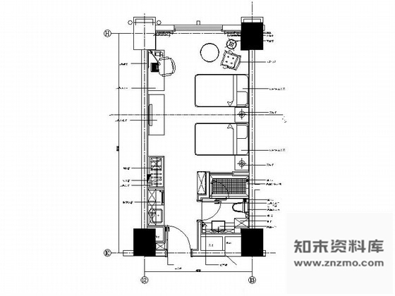 施工图苏州商务酒店B型标准客房装修图