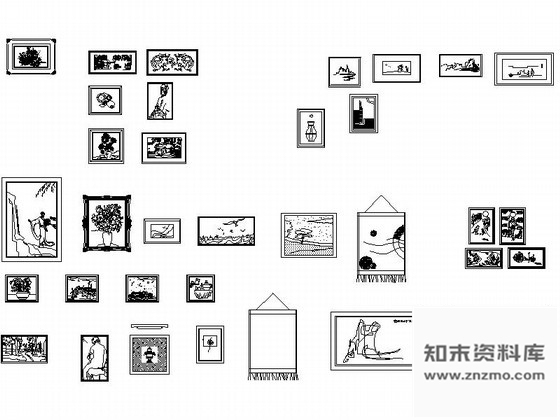 图块/节点全套字画立面CAD图块下载