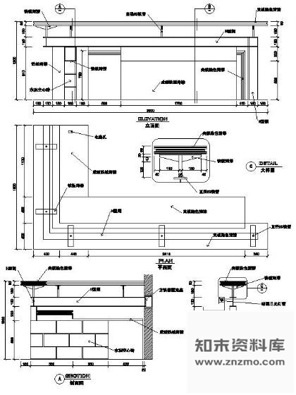 图块/节点接待台详图Ⅰ 前台 家具节点详图