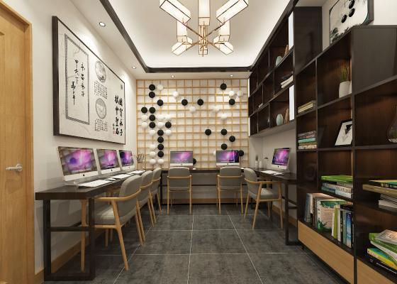 新中式永子书吧 围棋 五子棋 主题书吧 阅览室