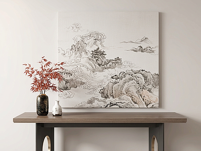 山水挂画条案