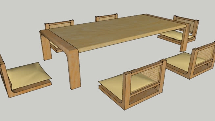 餐桌椅组合 草图大师模型
