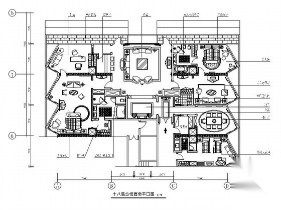 [深圳]某国际四星级商务酒店总统套房施工图（含效果） 客房