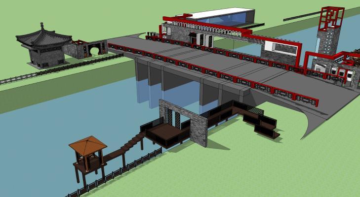 中式风格户外建筑大桥