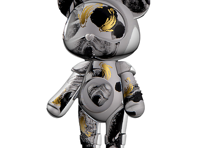 金属质感装饰熊雕塑