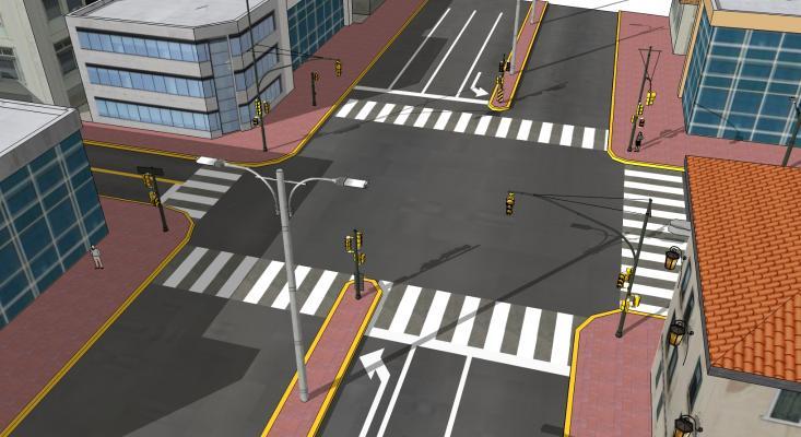 现代风格道路   十字路口
