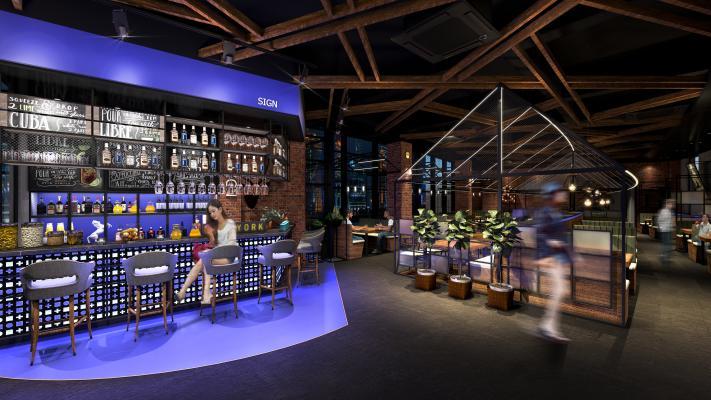 工业风酒吧 餐厅 烧烤店