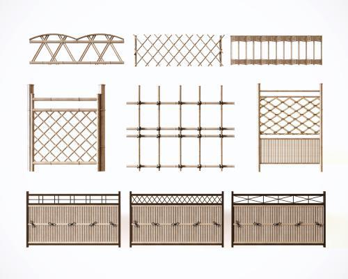 东南亚围栏 篱笆 栏杆扶手 竹子围墙 木栅栏