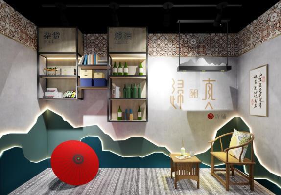 新中式茶室原创设计 ZC室内 餐厅 图书馆 书桌 饰品