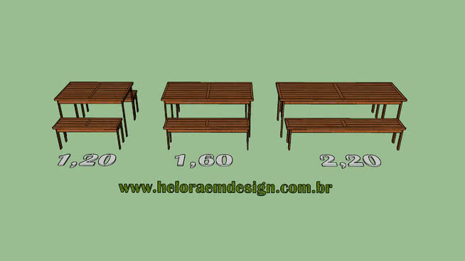 矩形桌凳和1.20 1.60 2.20 -美食烧烤屋和花园heloraemdesign.com.br 教室 其他
