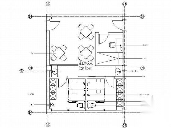 现代风格员工服务室室内装修施工图