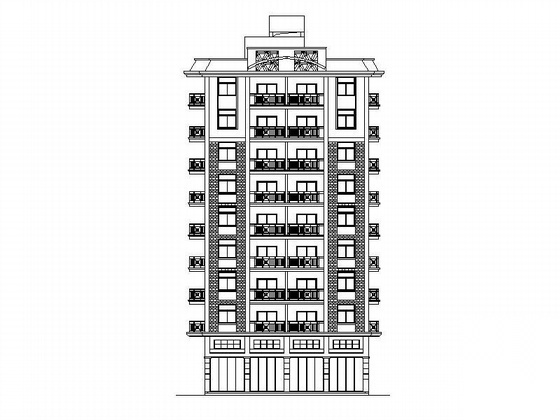 [南安]某九层独栋商住楼建筑方案图(含效果图）