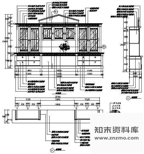 图块/节点书柜详图 柜类 家具节点详图