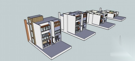 某三层小康农居建筑方案图（含sketchup模型及效果）