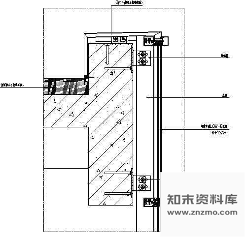 图块/节点半隐框幕墙封顶大样 节点