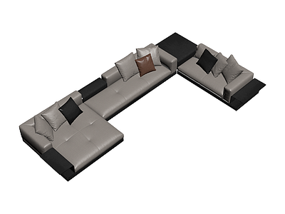 现代L型沙发组合