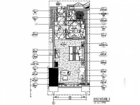 [广东]豪华商务酒店K1R房型客房装修施工图 客房