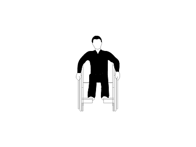 家装人体工程学尺图 人物坐轮椅正立面