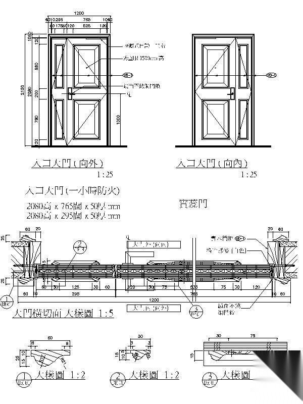 入户子母门 详图 通用节点