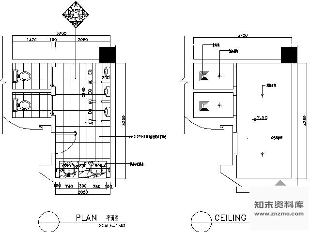 施工图桑拿会所卫生间施工图