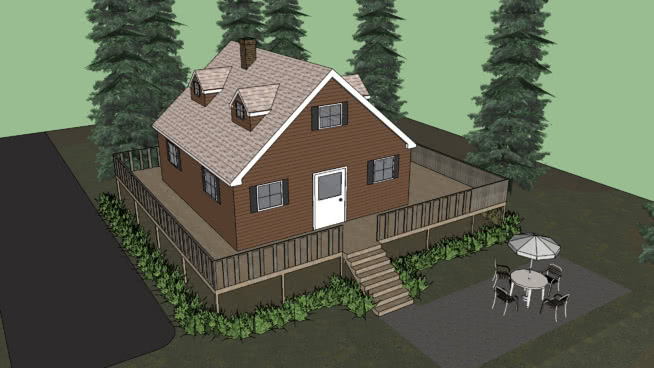 小屋 钟楼 瓦屋顶 纸盒箱 画 家居物品