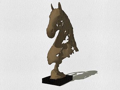 雕塑 Busto Cavalo 01