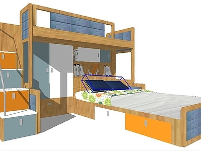 北欧风格上下床模型