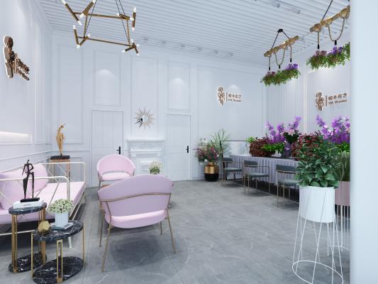 简欧花店 沙发 桌椅 花艺