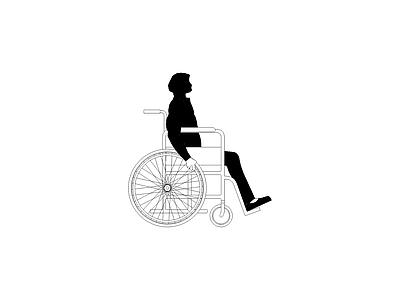 家装人体工程学尺图 人物坐轮椅侧立面