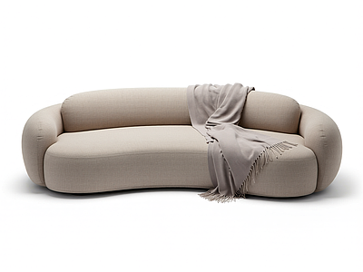 带毯子的弧形沙发